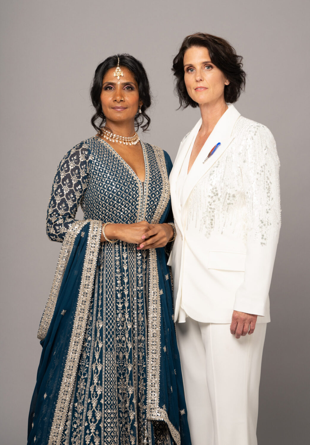 Suki and Eve in all their finery on their wedding day in EastEnders