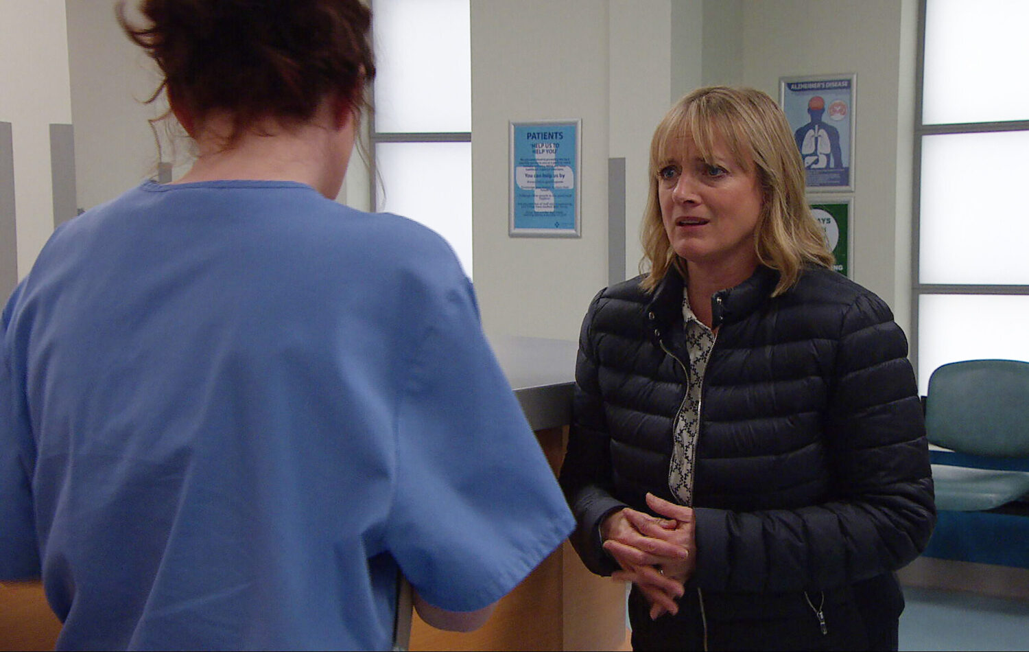 Nicola at the hospital on Emmerdale