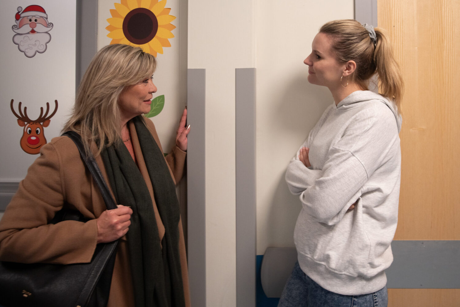Kim and Dawn talking at the hospital on Emmerdale