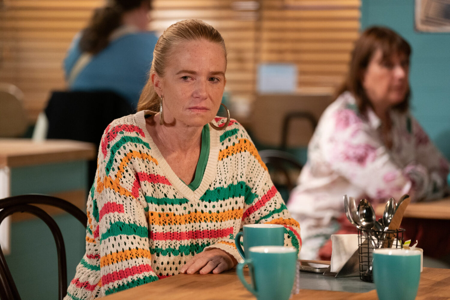 Bianca looks worried in EastEnders