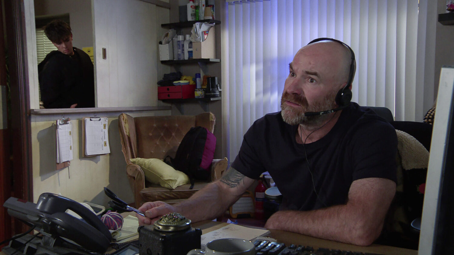 Tim is at the cab office