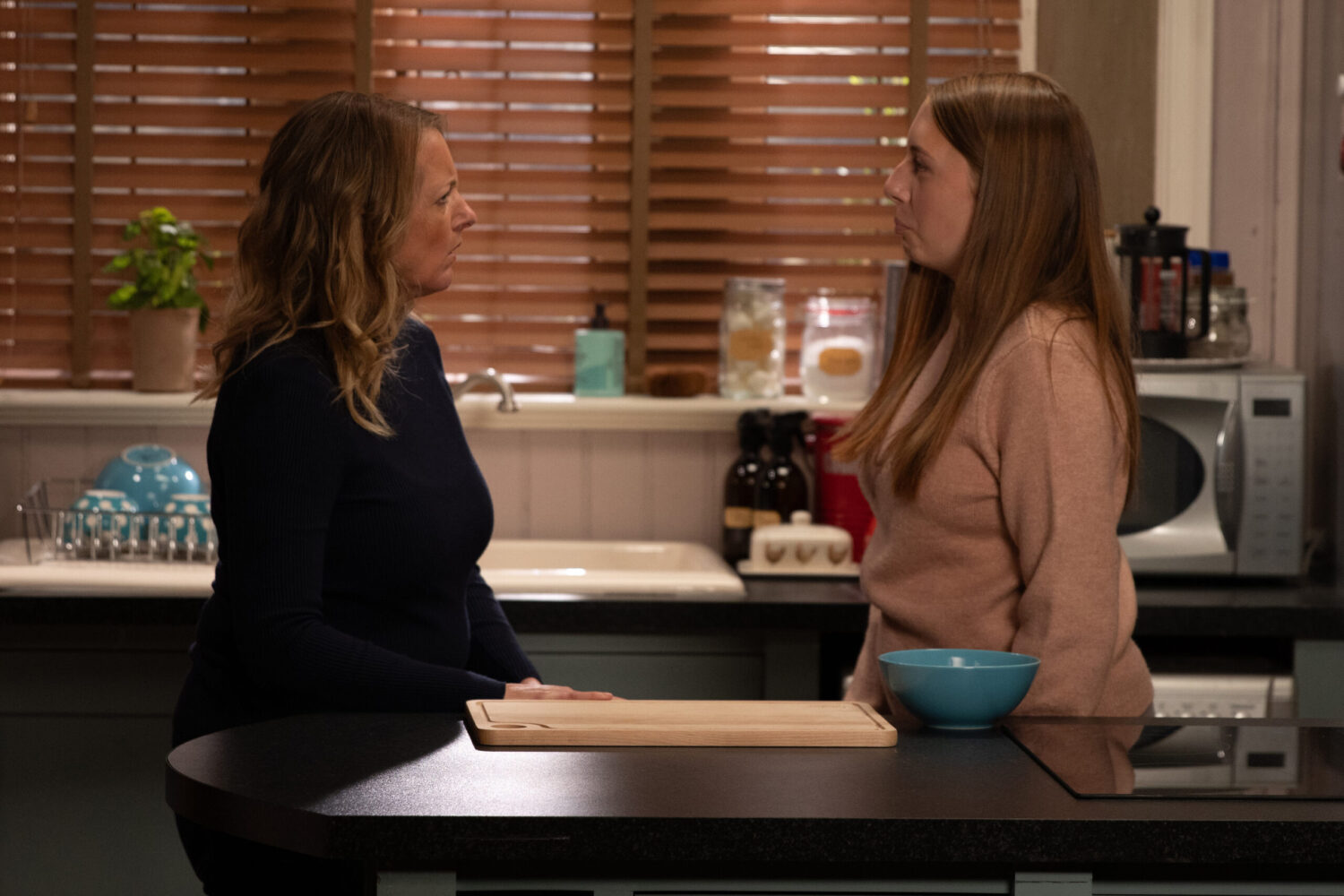 Nicola is nervous in Emmerdale