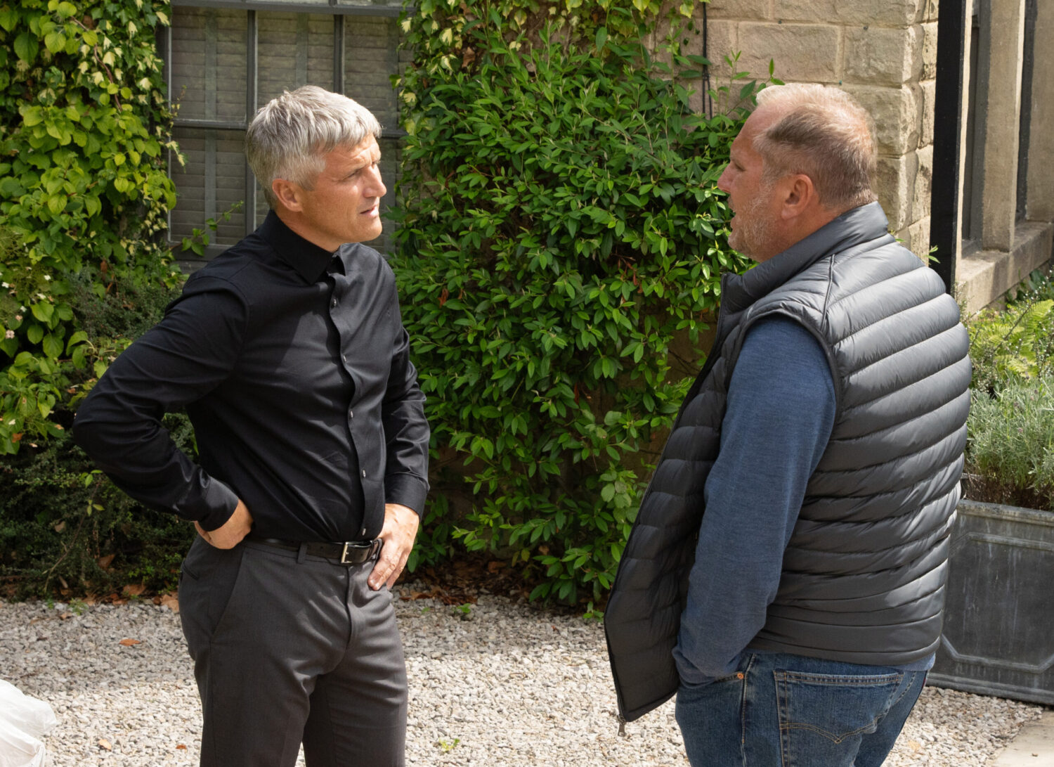 Caleb and Will talking outside