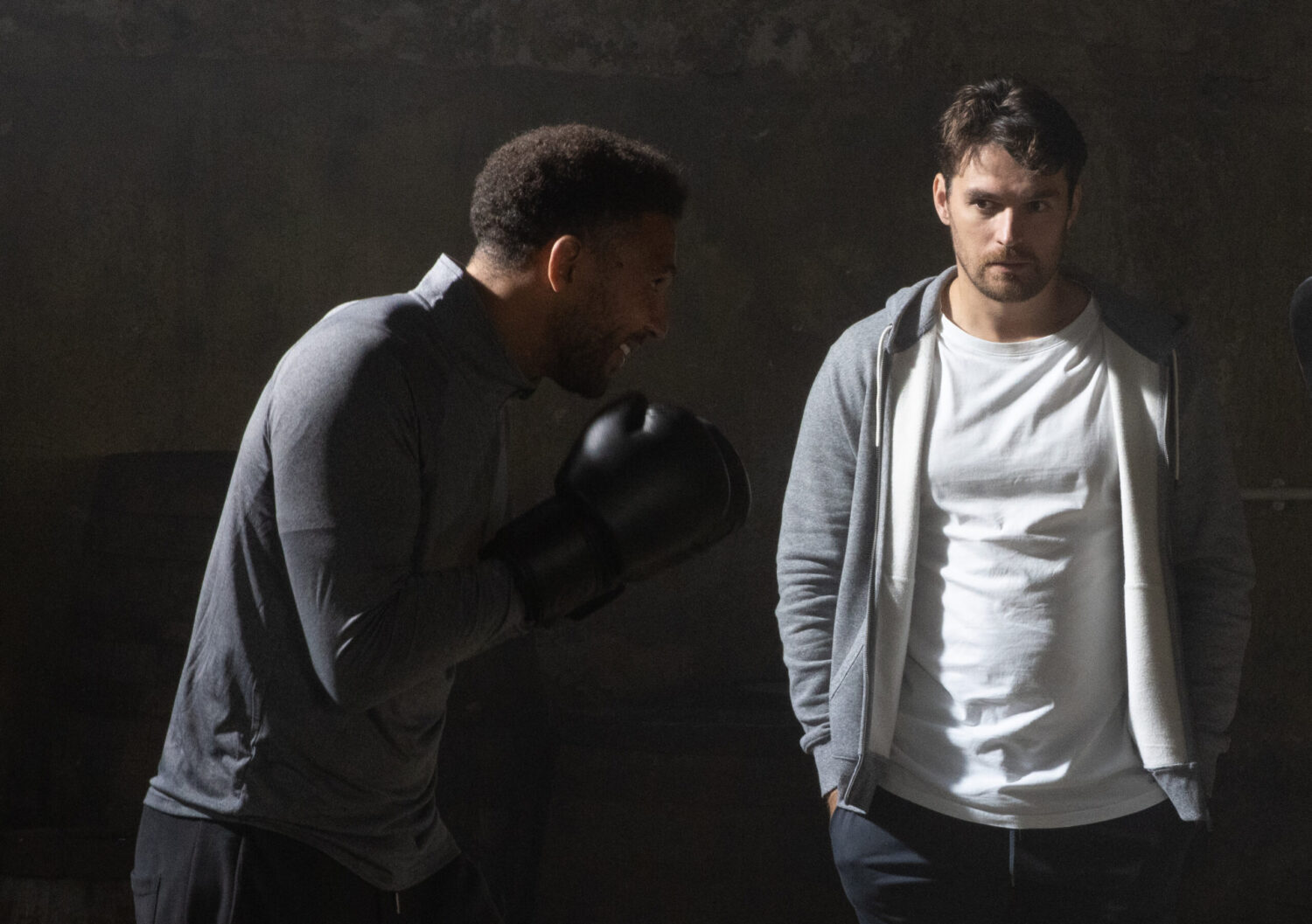 Billy boxing in front of Mack