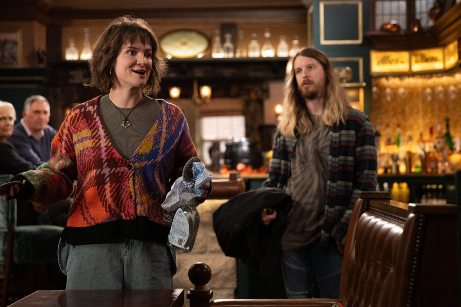 Gail and Ryan in the Woolpack arguing