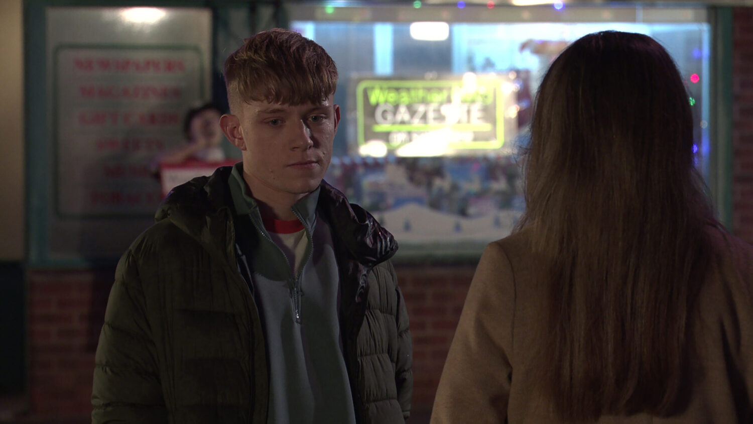 Coronation Street's Max talking to Daisy outside