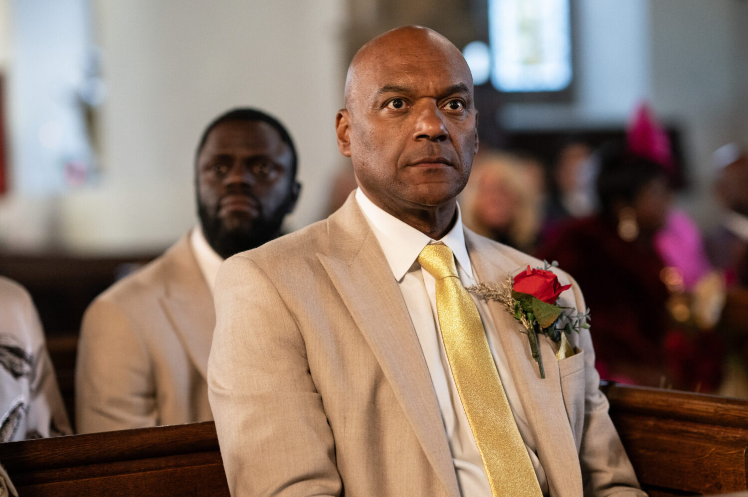 George looks nervous in the church on EastEnders