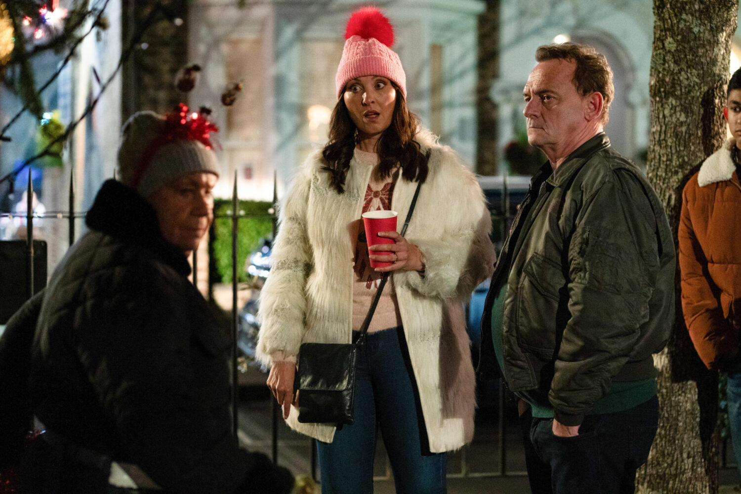 Honey and Billy at the Walford Christmas Lights switch-on in EastEnders 