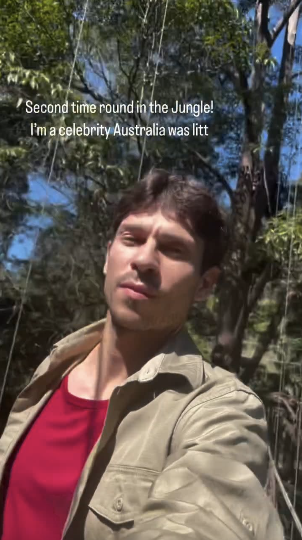 Joey Essex walking along bridge on I'm A Celebrity Australia in Instagram photo