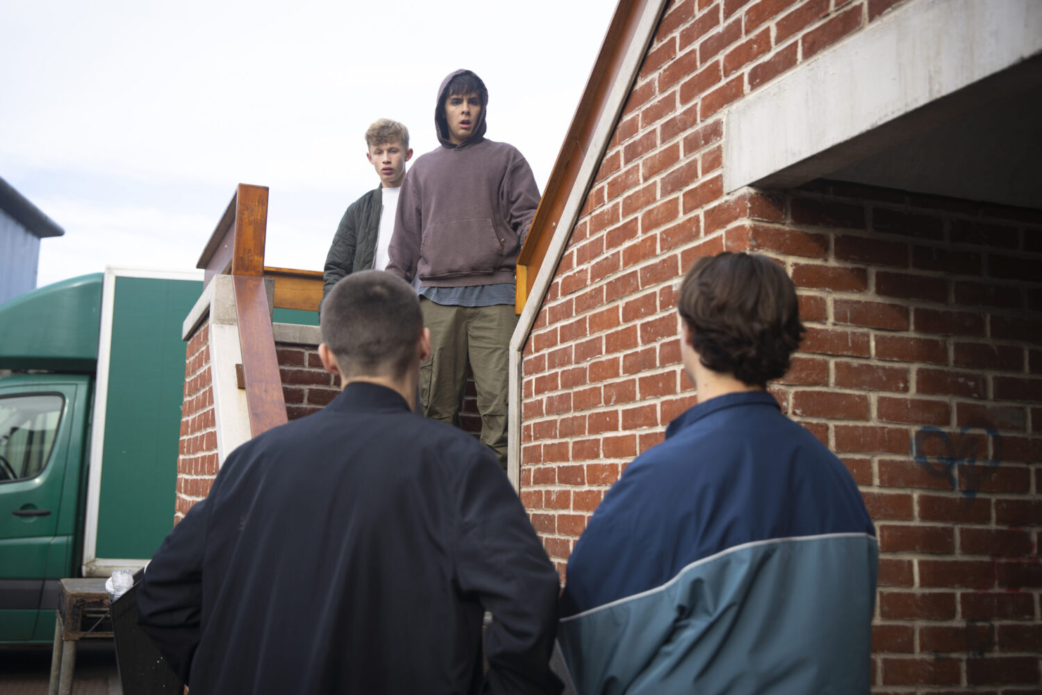 Mason and Dylan cornered by Matty and Logan on Corrie