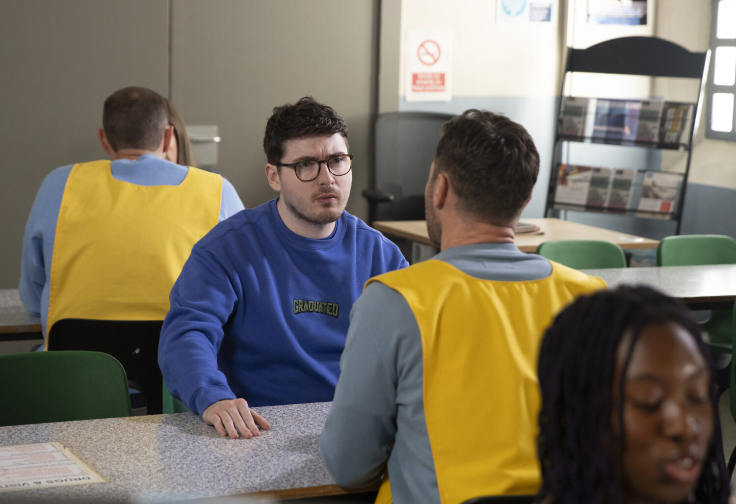 Coronation Street's Bobby talking to Rob in prison