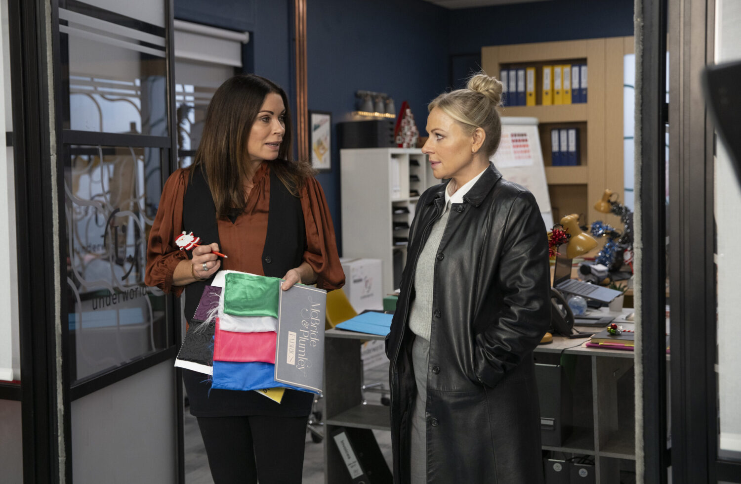 Coronation Street's Carla and Lisa talking in the factory