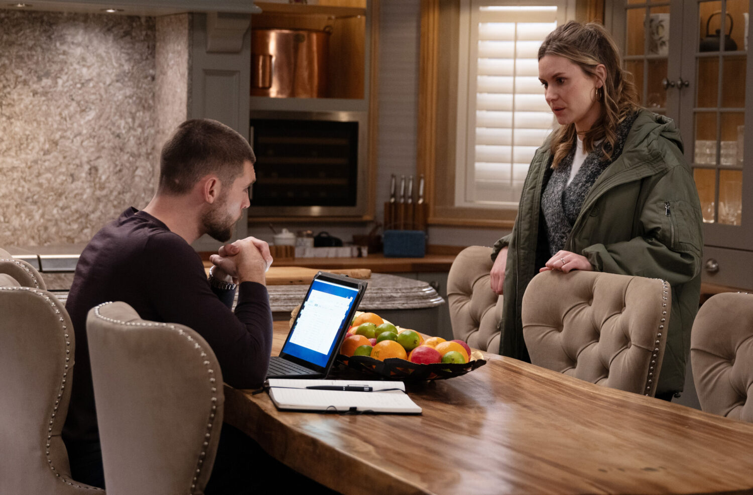Joe and Dawn talking at Home Farm