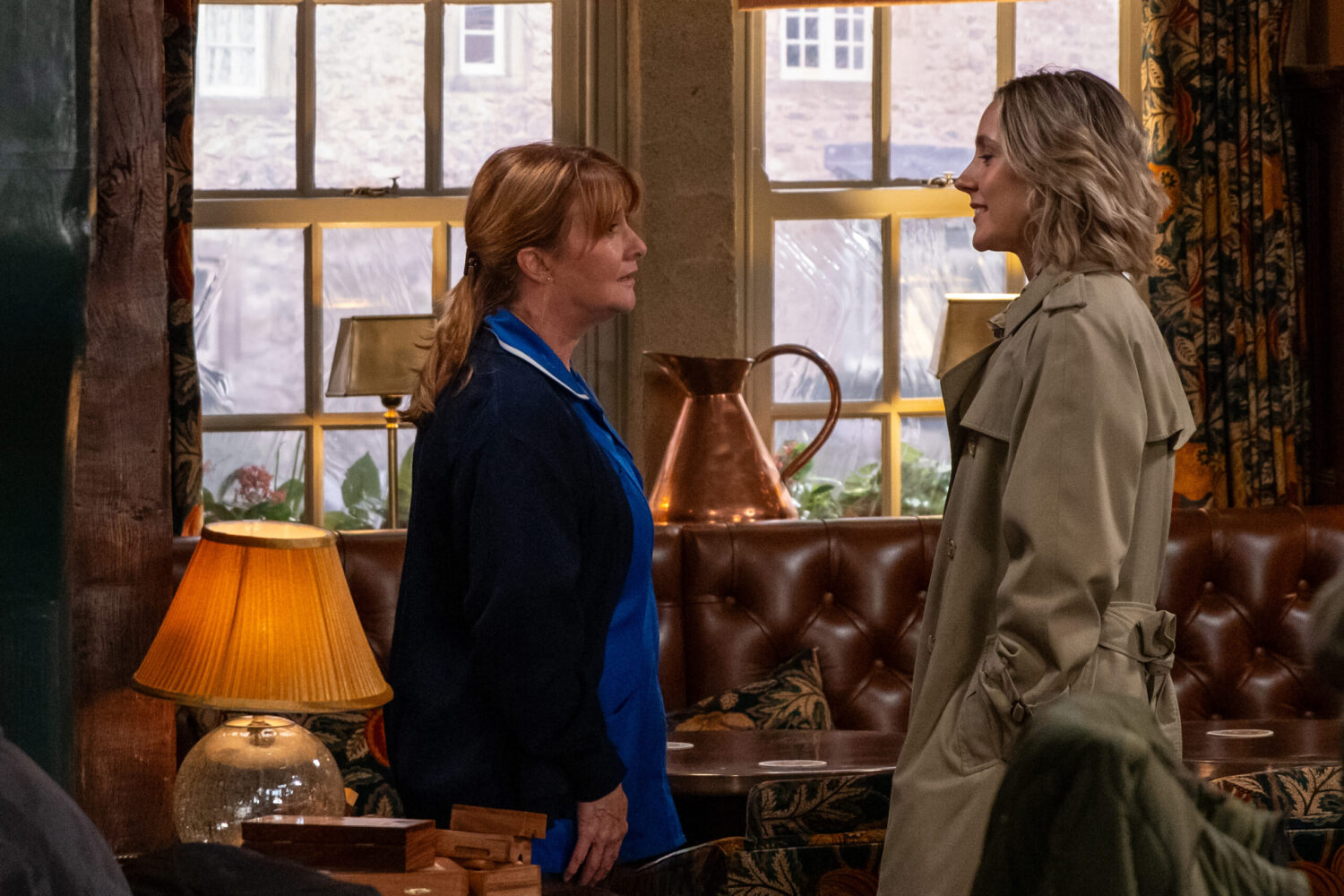 Wendy in the pub with a journalist