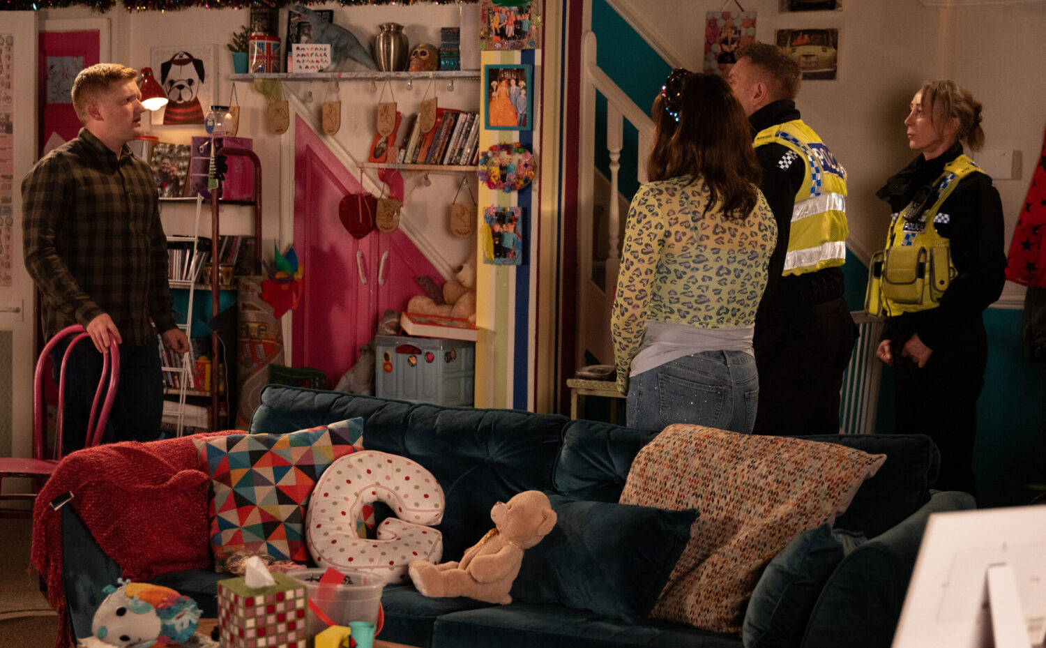 Chesney with police at home