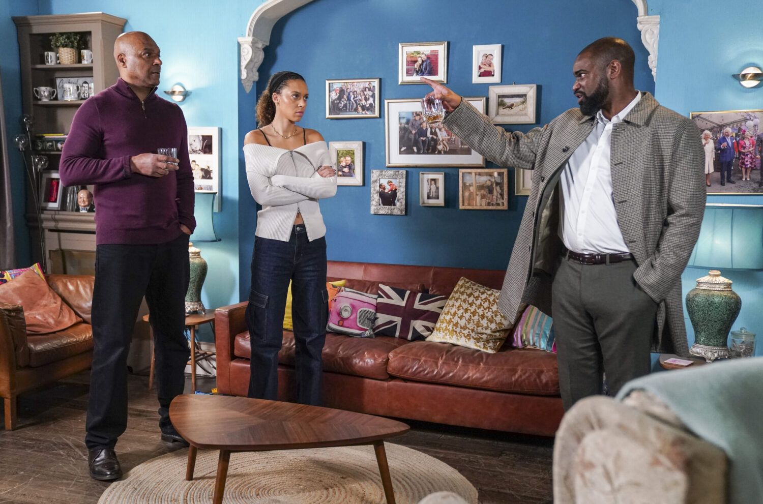 EastEnders' George, Gina and Junior talking