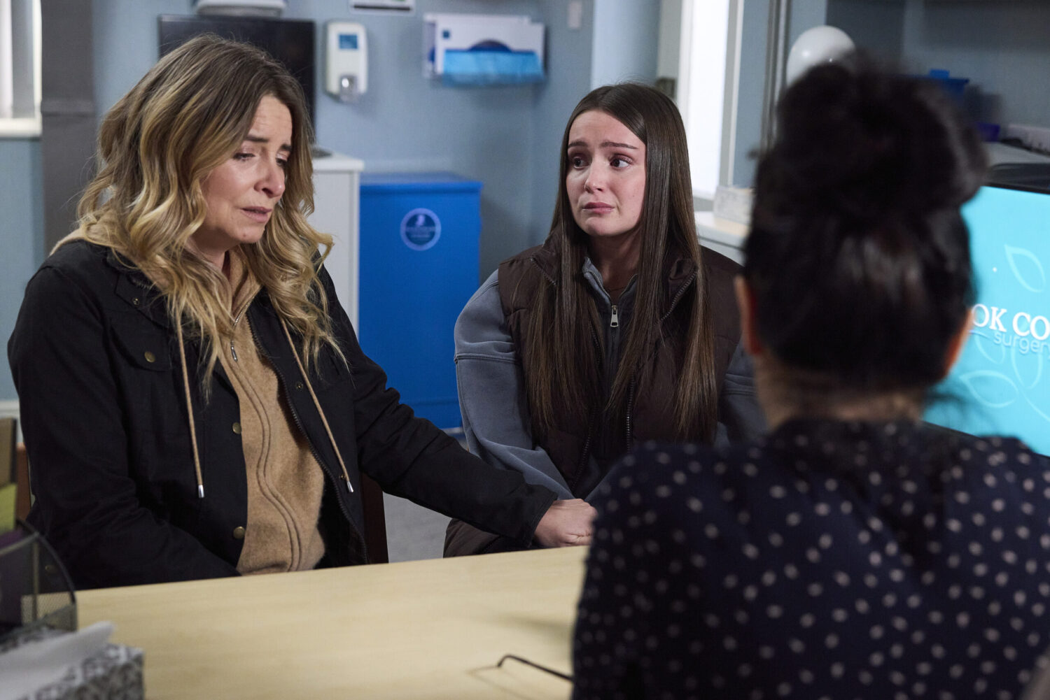 Emmerdale's Charity and Sarah at surgery