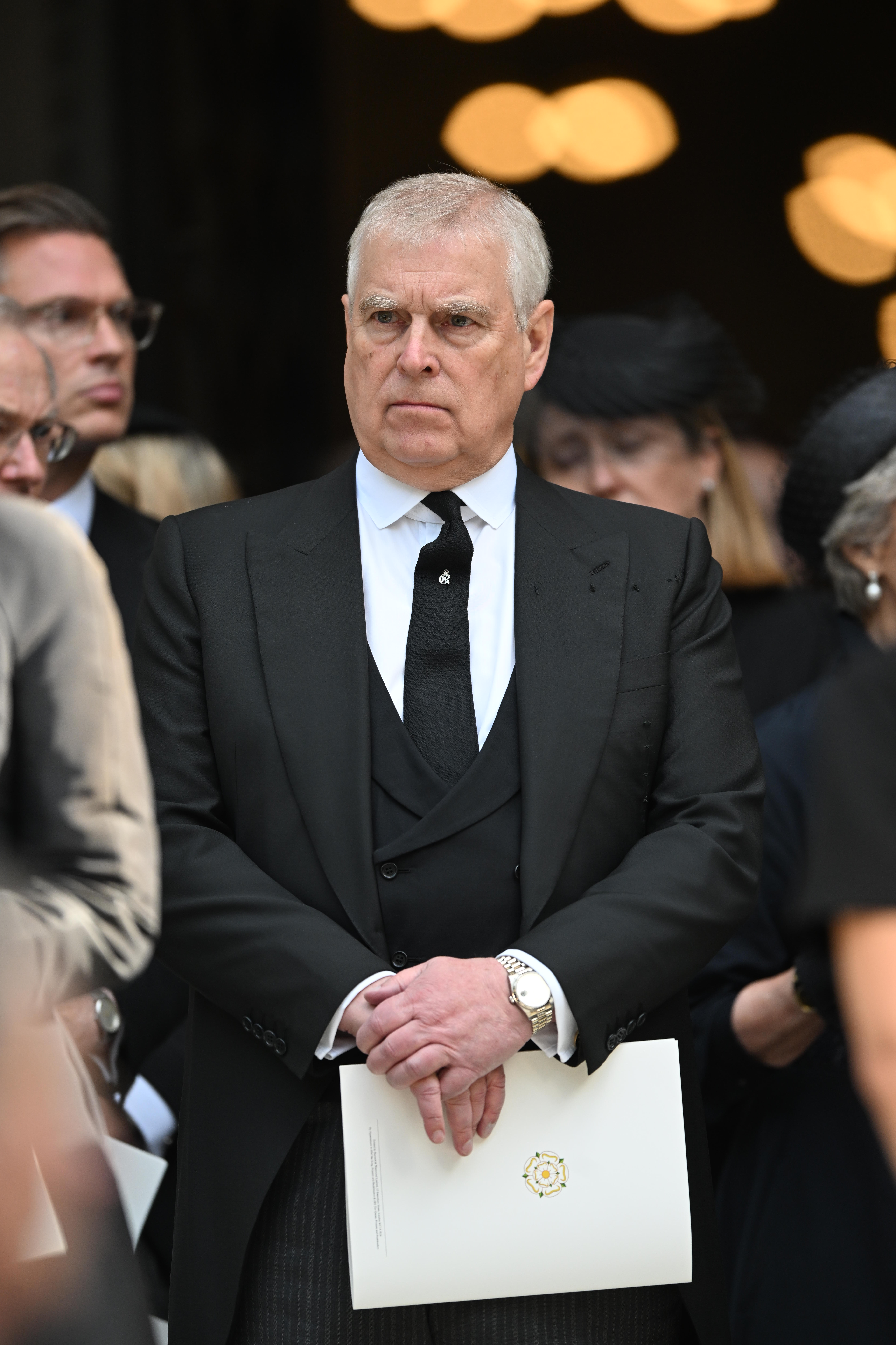 Prince Andrew wearing a black suit