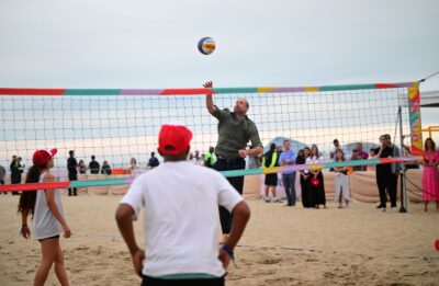 Prince William playing volleyball in Brazil